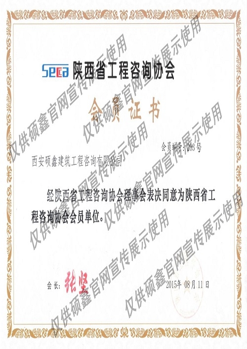 陜西省工程咨詢(xún)協(xié)會(huì)會(huì)員證書(shū)